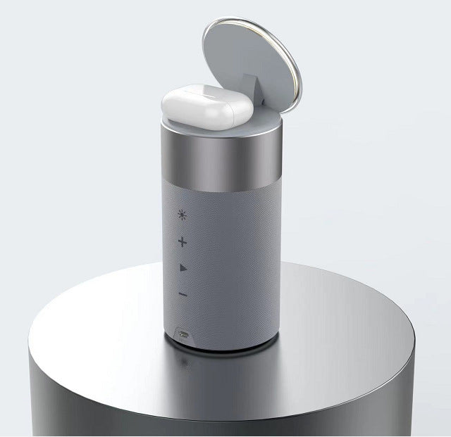 3 In 1 Multi-Function IPhone And Air-pods Wireless Charger. Bluetooth Speaker With Touch Lamp